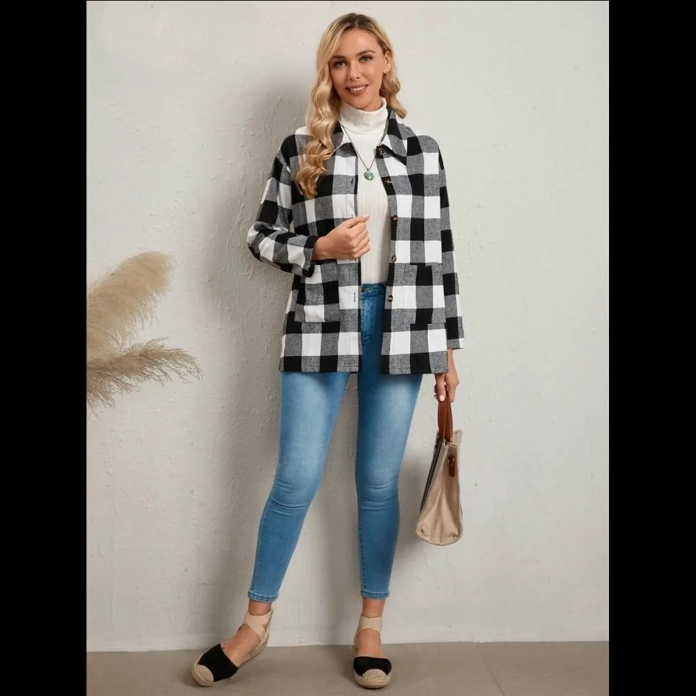 Plaid Button Down Jacket - Picture 5 of 6